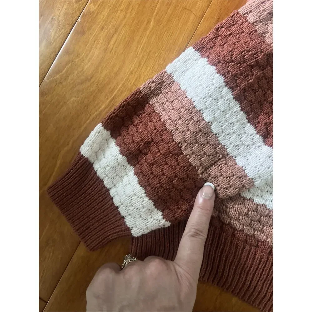 Hollister Striped Knit Sweater Size S Brown Boho Cozy Cottagecore Fall